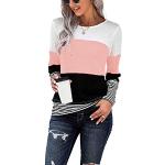 Pastellrosa Oversize Langärmelige T-Shirts für Damen Größe XXL für den für den Herbst 
