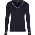Dunkelblaue Elegante Golfino V-Ausschnitt Kaschmir-Pullover aus Wolle für Damen Größe S 