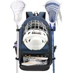 Goloni Großer Lacrosse Ausrüstungsrucksack mit zwei Schlägerhalter und separatem Stollenfach für Feldhockey