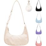 Reduzierte Weiße Retro Damenschultertaschen & Damenshoulderbags aus Canvas klein 