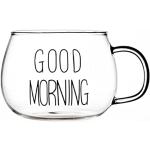 Good Morning Kaffeetasse, transparent, 340 ml, Glas für Kaffee, Tee, Milch, Frühstückstasse für Americano, Latte, Cappuccino, Getränk
