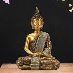 Reduzierte Goldene Asiatische 20 cm Buddha-Gartenfiguren aus Kunststein UV-beständig 