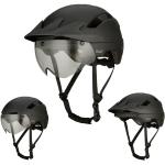 GOOFF Pilot S-Pedelec Helm - Schutz für schnelle E-Bike Fahrten – Fahrradhelm, transparentes Visier und Licht – NTA 8776-zertifizierter Zweirat Helm für Damen und Herren (Schwarz mit Sonnenblende, M)
