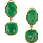 Grüne Cabochon Ohrringe aus Kristall für Damen 