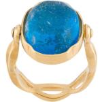 Goldene Cabochon Ringe glänzend aus Kristall für Damen Größe 56 