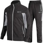 Gopune Herren Athletic Trainingsanzug Full Zip Warm Jogging Sweat Suits, 02 Deep Grey Light Grey, Large