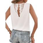 Reduzierte Weiße Elegante Ärmellose Tunika-Blusen aus Spitze für Damen Größe M für den für den Sommer 
