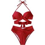 Reduzierte Rote Sexy Neckholder-Bikinis für Damen Größe S für den für den Sommer 