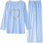 Blaue Lange Kinderschlafanzüge maschinenwaschbar für Mädchen Größe 146 für den für den Herbst 