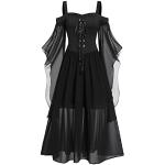 Schwarze Gepunktete Gothic Langärmelige Kurze Abendkleider aus Chiffon für Damen Größe 5 XL Große Größen für die Braut für den für den Sommer 