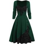 Grüne Gothic Langärmelige Spaghettiträger-Kleider aus Samt für Damen Größe XXL Große Größen für Hochzeitsgäste für den für den Sommer 