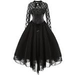 Schwarze Blumenmuster Gothic Langärmelige Chiffon-Abendkleider aus Chiffon für Damen Größe S für Partys 