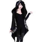 Schwarze Gothic Langärmelige Rundhals-Ausschnitt Damenhoodies & Damenkapuzenpullover mit Reißverschluss Größe M für Partys für den für den Herbst 