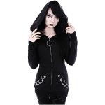 Schwarze Batik Gothic Langärmelige Rundhals-Ausschnitt Damenhoodies & Damenkapuzenpullover mit Reißverschluss Größe 5 XL für Partys für den für den Herbst 