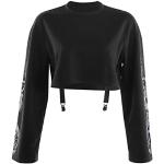 Schwarze Pin Up Langärmelige T-Shirts aus Baumwollmischung für Damen Größe M für den für den Herbst 
