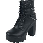 Schwarze Gothic Gothicana by EMP Runde High Heel Stiefeletten & High Heel Boots mit Nieten mit Riemchen für Damen Größe 40 