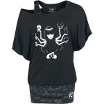 Schwarze Gothic Gothicana by EMP U-Boot-Ausschnitt T-Shirts aus Jersey für Damen Größe XXL für Festivals 