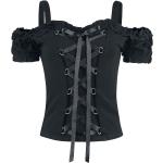 Schwarze Gothic Gothicana by EMP Cold Shoulder T-Shirts mit Rüschen für Damen Größe 3 XL für Festivals 