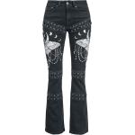 Schwarze Unifarbene Gothic Gothicana by EMP Jeans mit Stickerei aus Baumwolle für Damen Größe M 