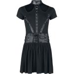 Schwarze Unifarbene Gothic Gothicana by EMP Midi Cut Out Kleider mit Cutwork aus Viskose für Damen Größe S 