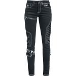 Schwarze Unifarbene Gothic Gothicana by EMP Slim Fit Jeans aus Baumwolle für Damen Größe M 