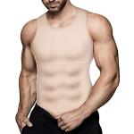 Gotoly Herren Unterhemden Shapewear Workout Tank Tops Kompressionsshirt Muskelshirt Abnehmen Body Shaper Sport Bauch Weg Shirt Unterhemd Feinripp (4XL, Beige)