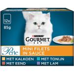Gourmet Perle Mini Filets in Sauce - Truthahn/Ente/Thunfisch/Lamm Katzennassfutter 85 gr Beutel 4 x (12 x 85 g)
