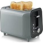 GOURMETmaxx Toaster Grau mit Brötchenaufsatz und Krümelschublade, für 2 Scheiben, 800 W, Auftau-, Aufback- & Stoppfunktion, 6 Bräunungsstufen, grau