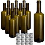 Dunkelgrüne Runde Öl Flaschen & Essig Flaschen aus Glas mit Deckel 12-teilig 