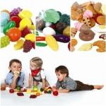 GOWI Spiel-Lebensmittel für Kaufladen oder Spielküche (Früchte Gemüse & Gebäck Set 83tlg)
