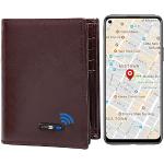 GPS Positionsrecorder Anti-Verlust-Tracker Smart Wallet Bifold Cowhide Leather Large Capacity Men Wallets Card Holder ID Window.., rot, Vintage
