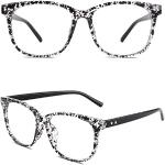 GQUEEN Hornbrille Brille Ohne Stärke Fake Brille Nerdbrille Damen Herren Großer Rahmen UV400,PE1