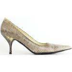 Graue Vintage Spitze High Heels & Stiletto-Pumps aus Schlangenleder leicht Größe 37,5 mit Absatzhöhe 7cm bis 9cm 