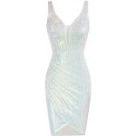 Weiße Vintage Ärmellose Grace Karin Midi V-Ausschnitt Kurze Abendkleider mit Reißverschluss enganliegend für Damen Größe XXL für Partys 