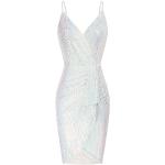 Reduzierte Weiße Elegante Ärmellose Grace Karin Mini V-Ausschnitt Wickelkleider mit Glitzer mit Reißverschluss für Damen Übergrößen für Partys für den für den Winter 