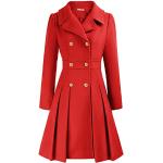 GRACE KARIN Damen Revers Mantel Wintermantel einfarbig Warm Jacke Doppelknopf Langarm Mantel Wintercoat casual style Outwear Rot S CL0977A21-02