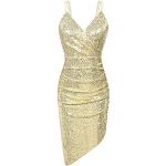 Goldene Vintage Grace Karin V-Ausschnitt Spaghettiträger-Kleider mit Reißverschluss für Damen Größe XXL für Partys für den für den Winter 