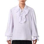 Reduzierte Weiße Gothic Langärmelige Herrenlangarmhemden mit Rüschen Größe XL für Partys für den für den Sommer 