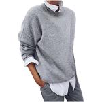 Reduzierte Graue Elegante Langärmelige Rundhals-Ausschnitt Damensweatshirts aus Chiffon Größe L für Partys für den für den Winter 