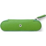 Grüne Stifteetuis mit Reißverschluss aus Kalbsleder 