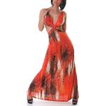 Graffith Damen Kleid lang Tanzen Cocktail Bunt Muster Mehrfarbig Schulterfrei Rot X3