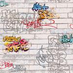 Weiße Moderne BRICOFLOR Graffiti-Fototapeten aus Papier 