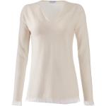 Weiße Elegante Gran Sasso Kaschmir-Pullover mit Fransen aus Wolle für Damen Größe S 