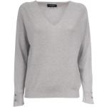 Reduzierte Graue Elegante Gran Sasso V-Ausschnitt Kaschmir-Pullover aus Wolle für Damen Größe XS 