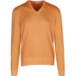 Orange Unifarbene Langärmelige Gran Sasso V-Ausschnitt Feinstrickpullover aus Wolle für Herren Größe XL für den für den Herbst 
