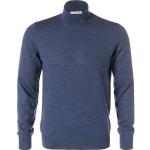 Blaue Unifarbene Gran Sasso Rollkragen Feinstrickpullover für Herren Größe XL für den für den Herbst 