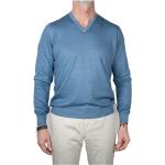Blaue Vintage Gran Sasso V-Ausschnitt Kaschmir-Pullover aus Wolle für Herren Größe 4 XL für den für den Sommer 