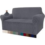 Reduzierte Graue Karo Moderne Sofabezüge 2 Sitzer strukturiert aus Polyester 1-teilig 