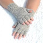 Hellbraune Fingerlose Handschuhe & Halbfinger-Handschuhe für Damen Größe M für den für den Herbst 