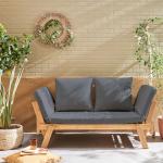 Graue Nachhaltige 3-Sitzer Gartenbänke aus Akazienholz mit Armlehne Breite 150-200cm, Höhe 50-100cm, Tiefe 50-100cm 